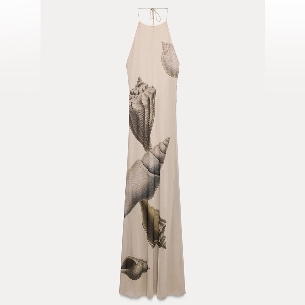 Zara Multicolor Mesh Dress with shell print size Large NWT